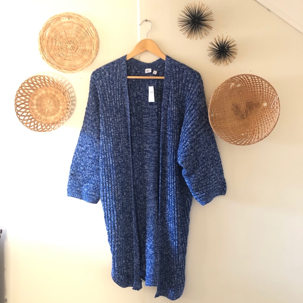 Gap NWT Open Oversized Long Rib Blue Cardigan